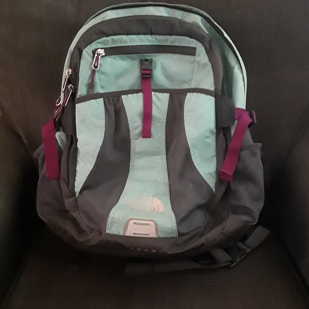 Teal & gray North Face Recon backpack, old style